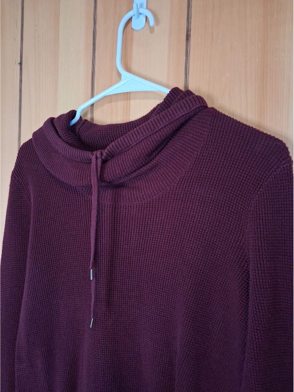 Ralph Lauren Sweater Women’s Medium Maroon Waffle Knit Drawstring Neck Burgundy